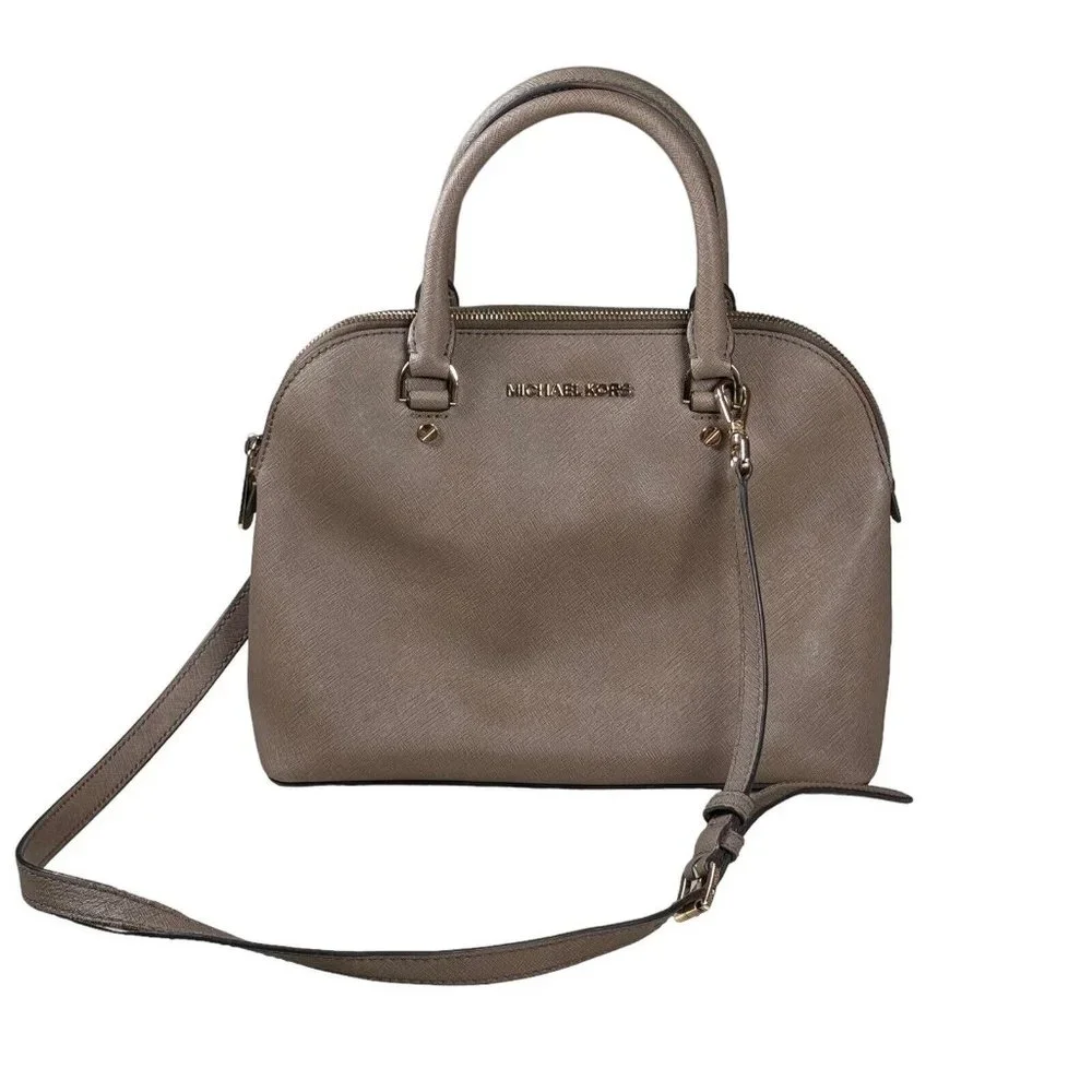Michael Kors Raspberry‎ CINDY Medium Dome Satchel Saffiano Leather Bag Purse